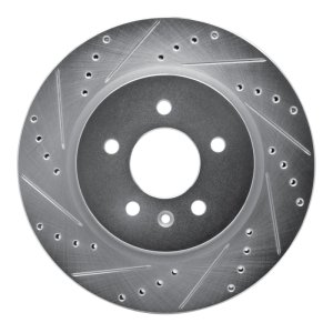 Buick Regal Sportback Brake Rotor (1) - Rear Left - R1 Concepts - Drilled & Slotted - Silver - `16-`20